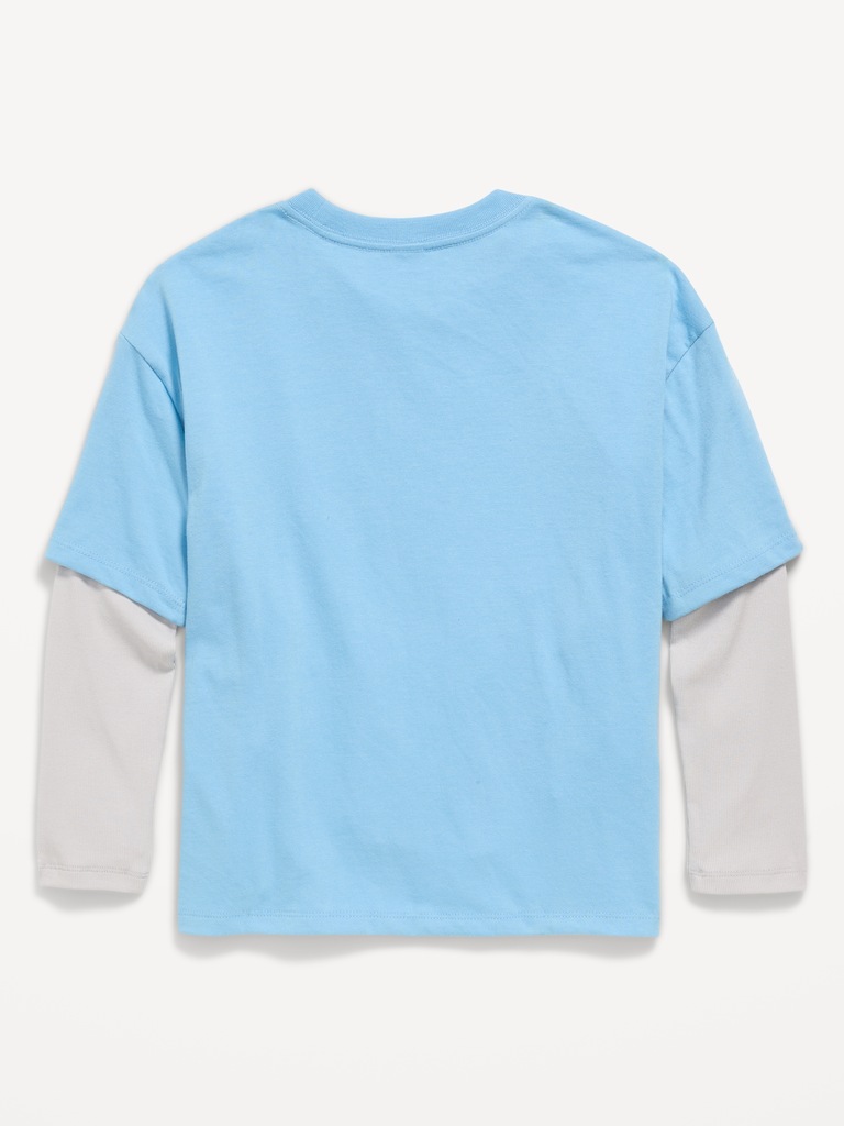 Oversized Long-Sleeve 2-In-1 Graphic T-Shirt for Girls