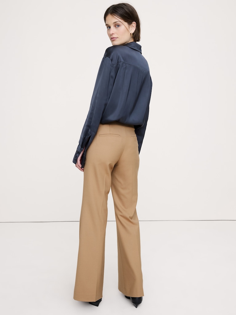 Mid-Rise Flare Stretch Wool-Blend Pant