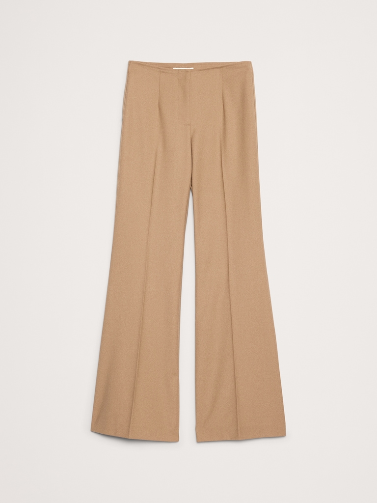 Mid-Rise Flare Stretch Wool-Blend Pant