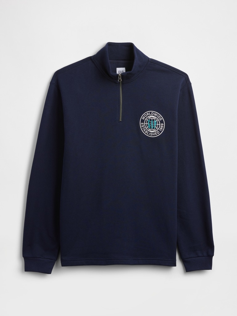 Relaxed Gap Graphic Quarter-Zip Sweatshirt