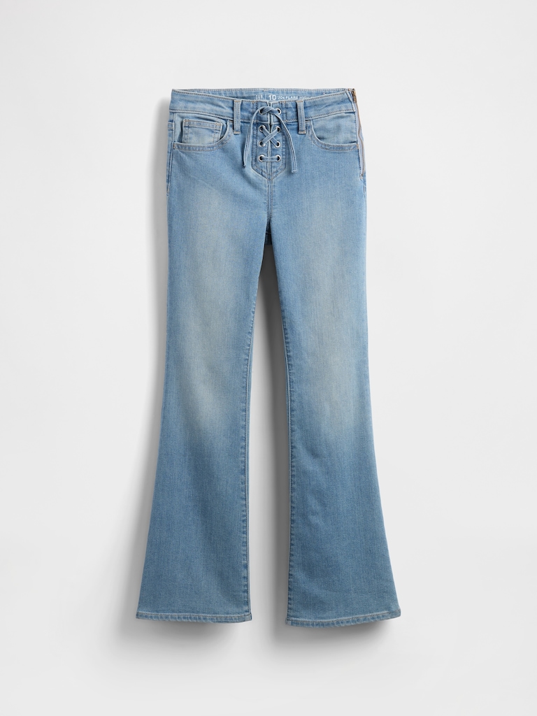 Kids High Rise Lace-Up '70s Flare Jeans