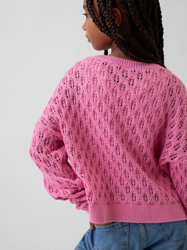 Kids Crochet Oversized Crewneck Sweater