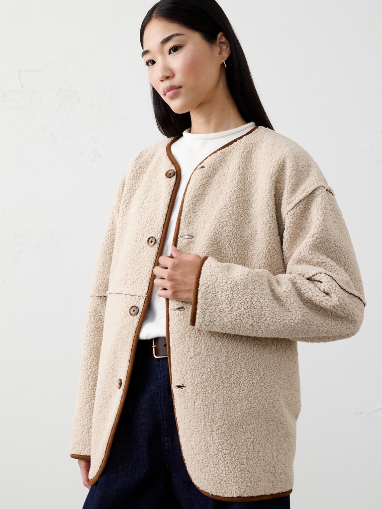 Reversible Vegan Suede Sherpa Jacket