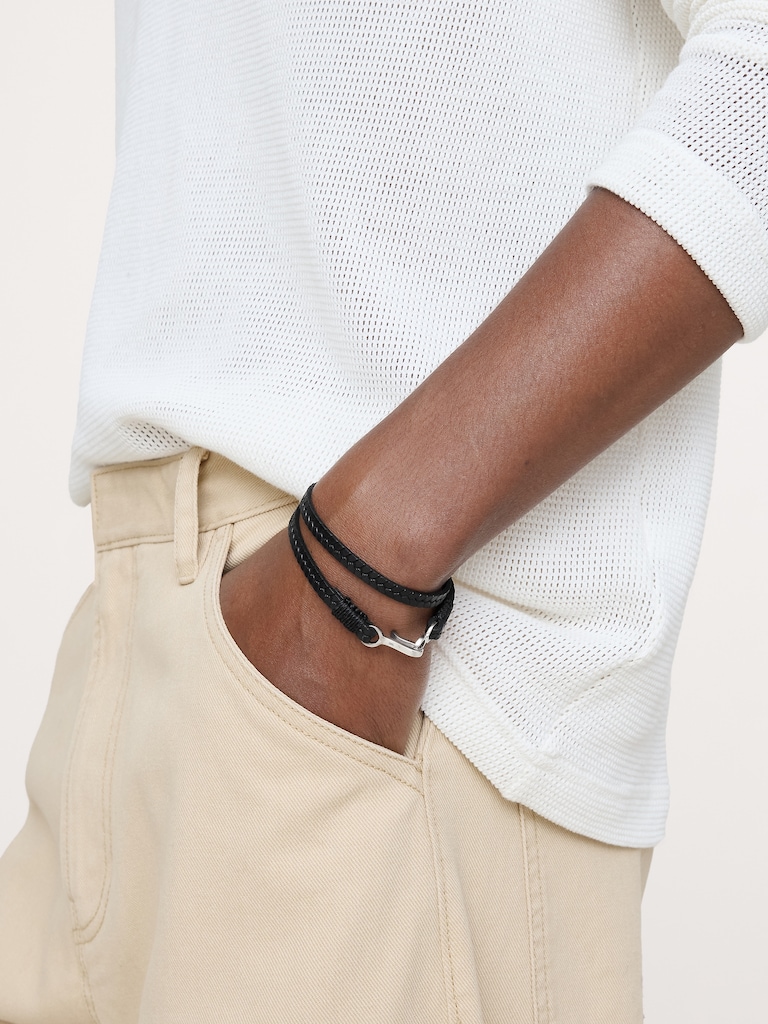 Embossed Leather Double Wrap by Caputo & Co