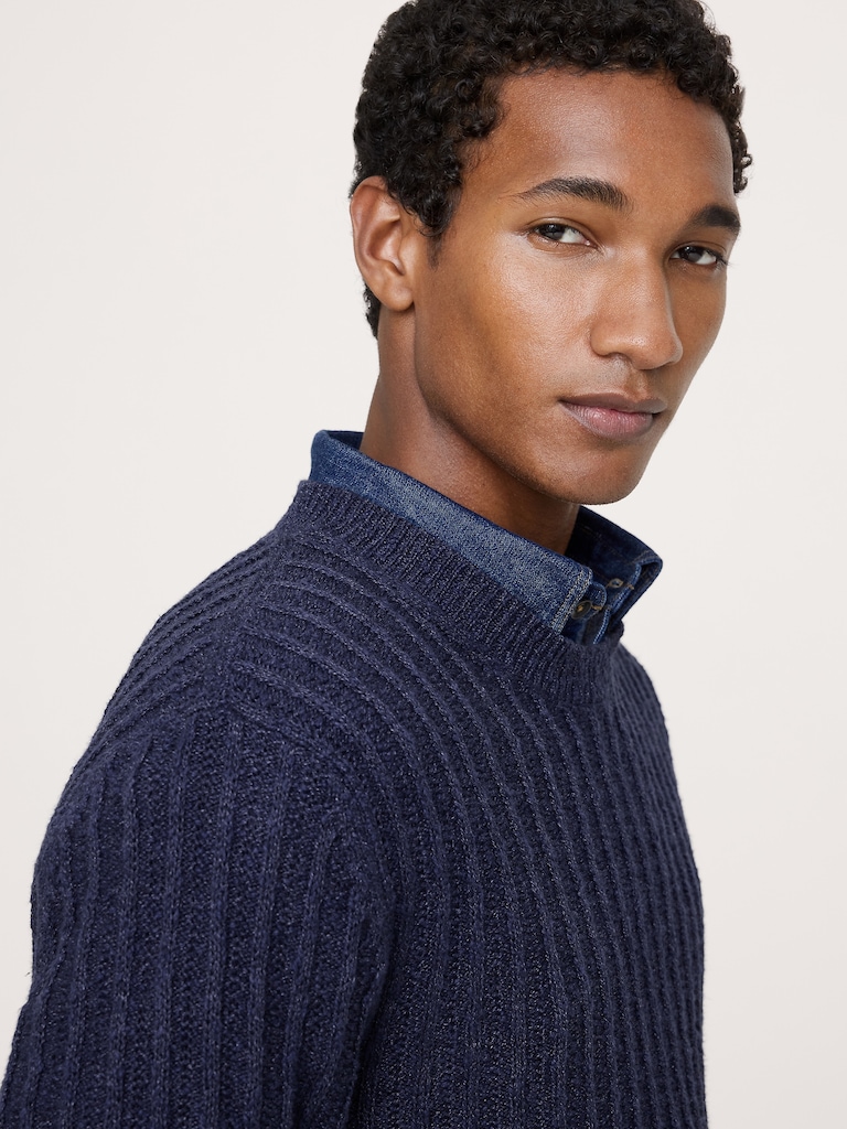 Cotton-Linen Blend Crew-Neck Sweater