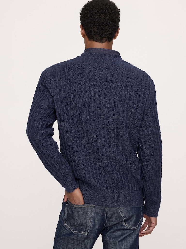 Cotton-Linen Blend Crew-Neck Sweater