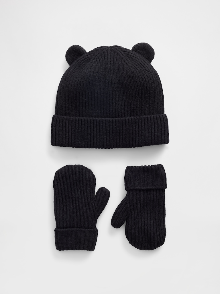Baby & Toddler CashSoft Bear Beanie & Mittens Set