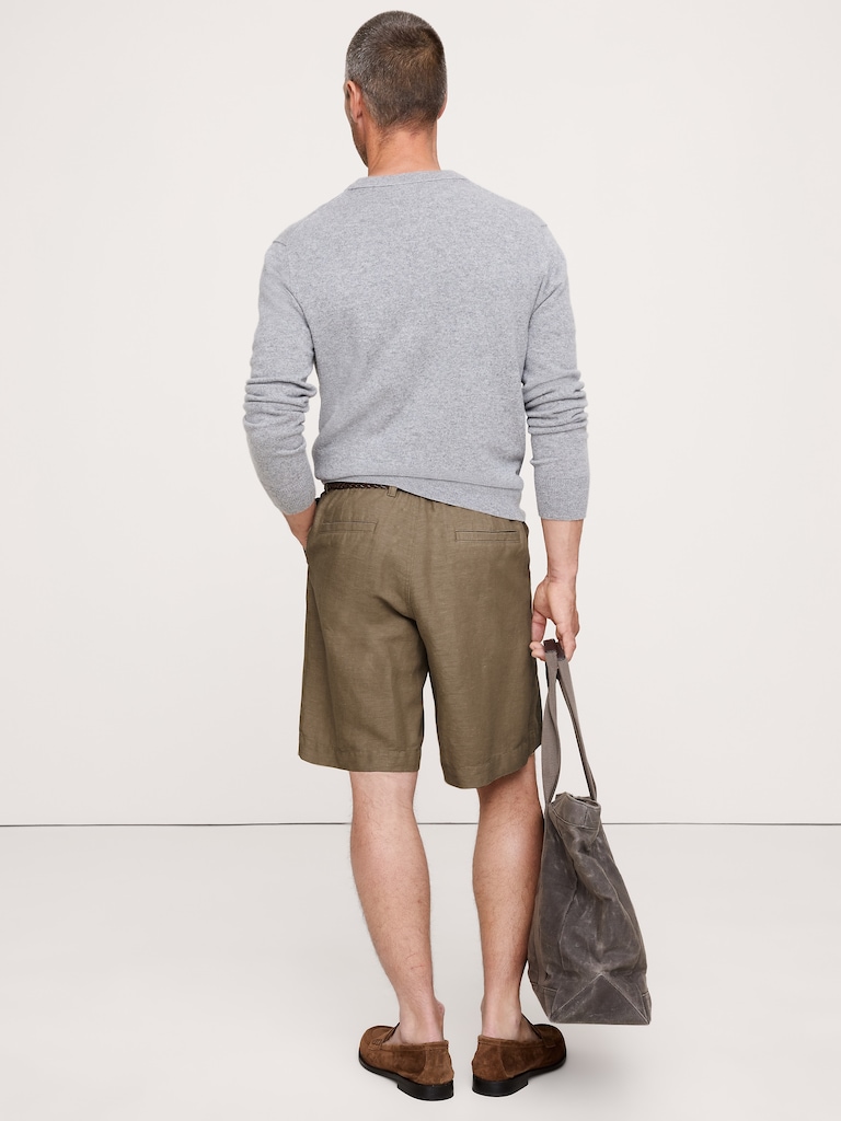 9.5" Linen-Cotton Pull-On Bermuda Short