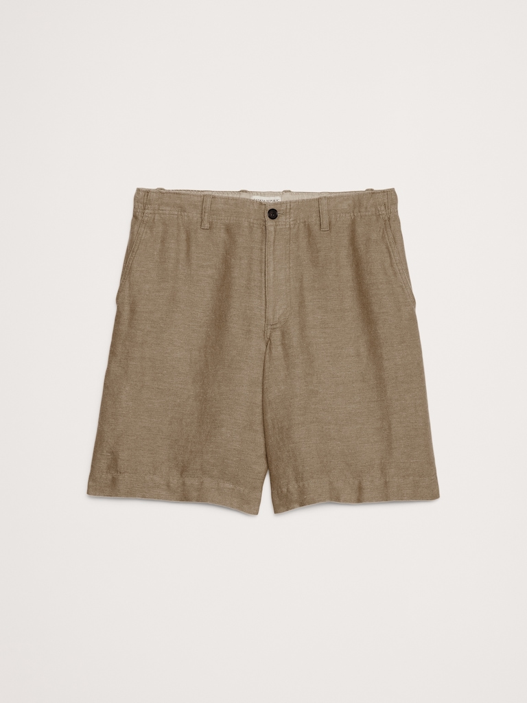 9.5" Linen-Cotton Pull-On Bermuda Short
