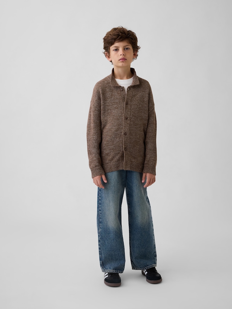 Kids Relaxed Polo Cardigan Sweater