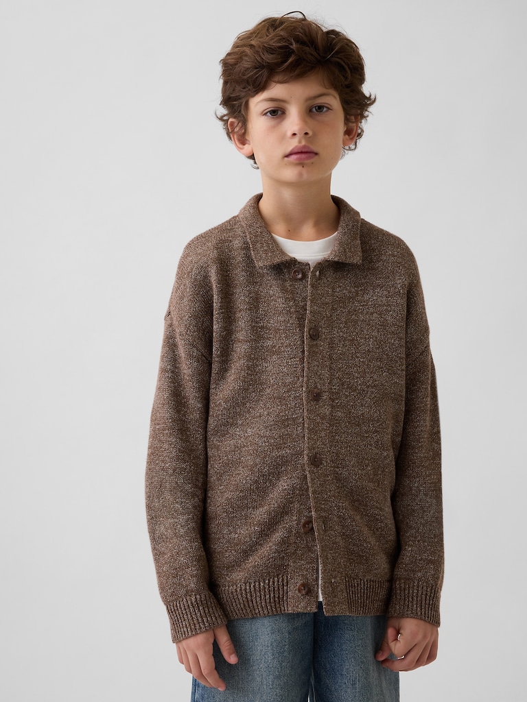Kids Relaxed Polo Cardigan Sweater