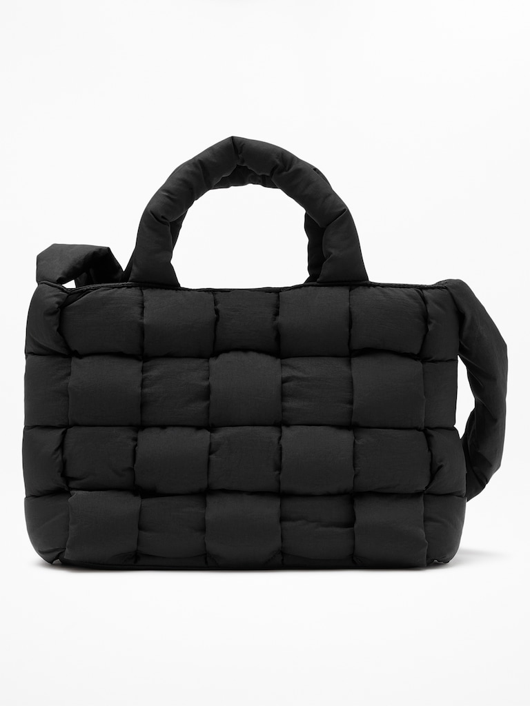Woven Square Puff Tote
