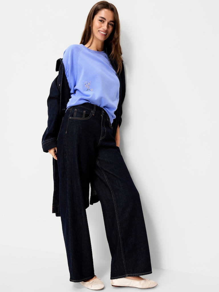 Oversized Graphic Raglan Sweatshirt