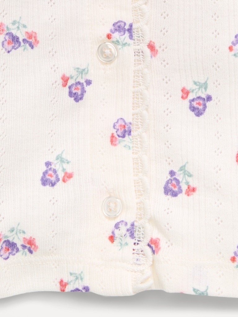 Long-Sleeve Pointelle Button-Front Top for Toddler Girls