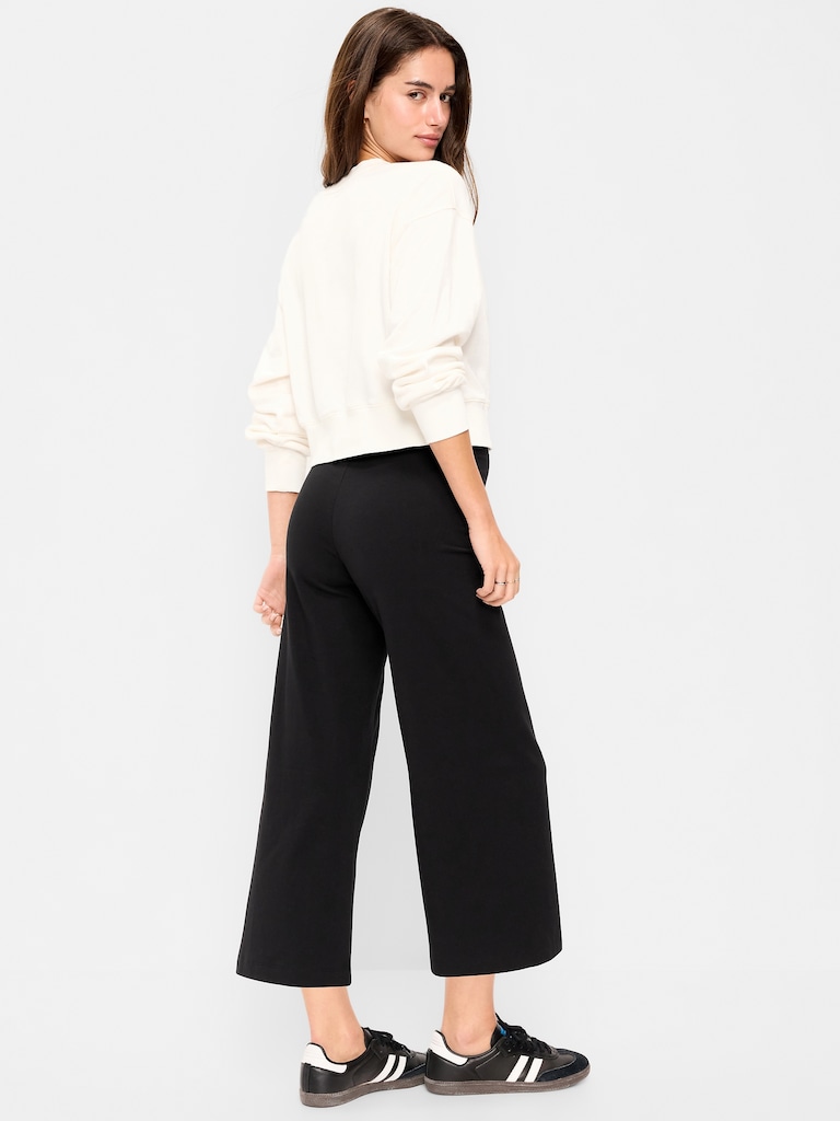 High-Waisted Fashion Wide-Leg Cropped Leggings