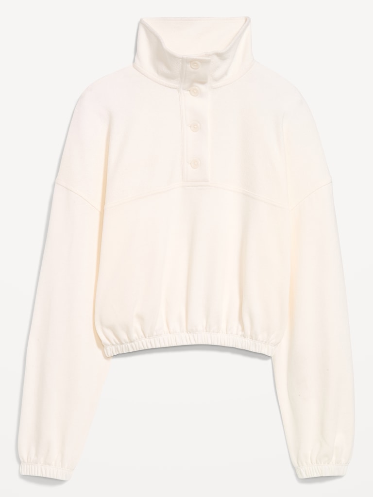 Button-Up Funnel-Neck Sweatshirt