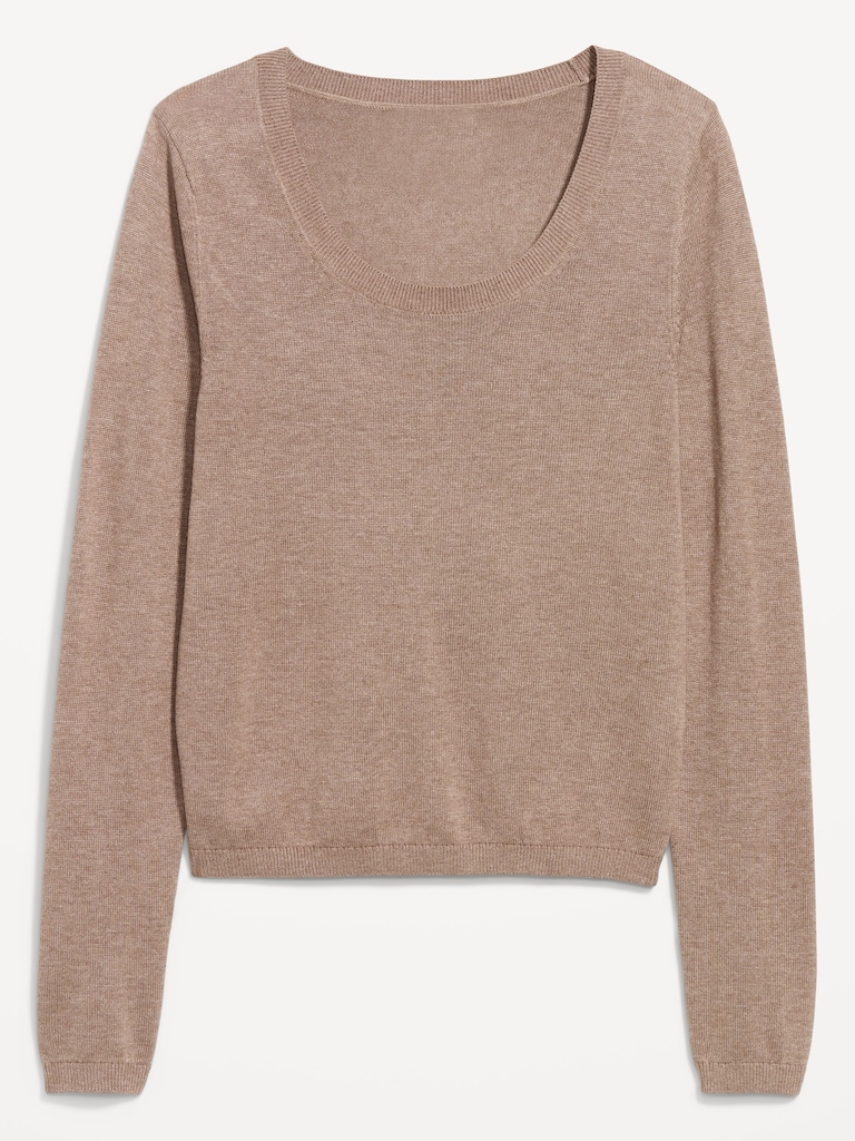 Fitted Scoop-Neck Cropped Jersey Sweater