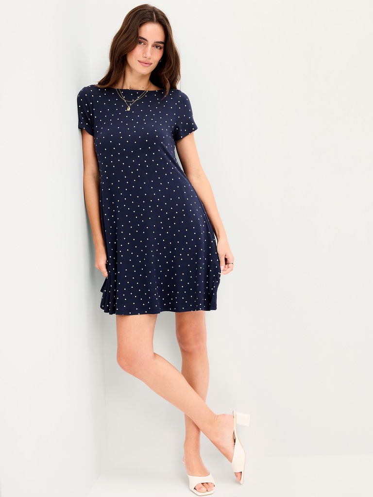 Short-Sleeve Mini Swing Dress