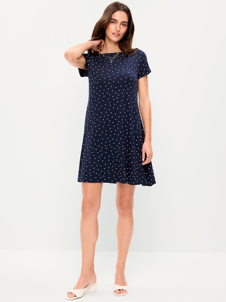 Short-Sleeve Mini Swing Dress
