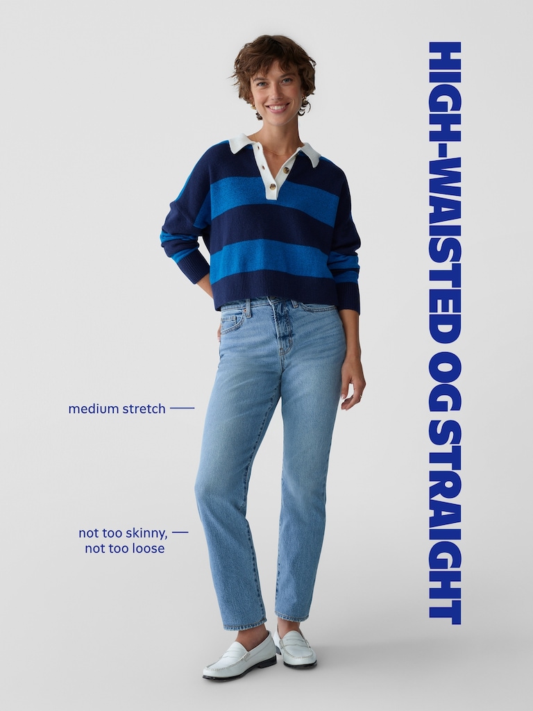 High-Waisted Button-Fly OG Straight Ankle Jeans