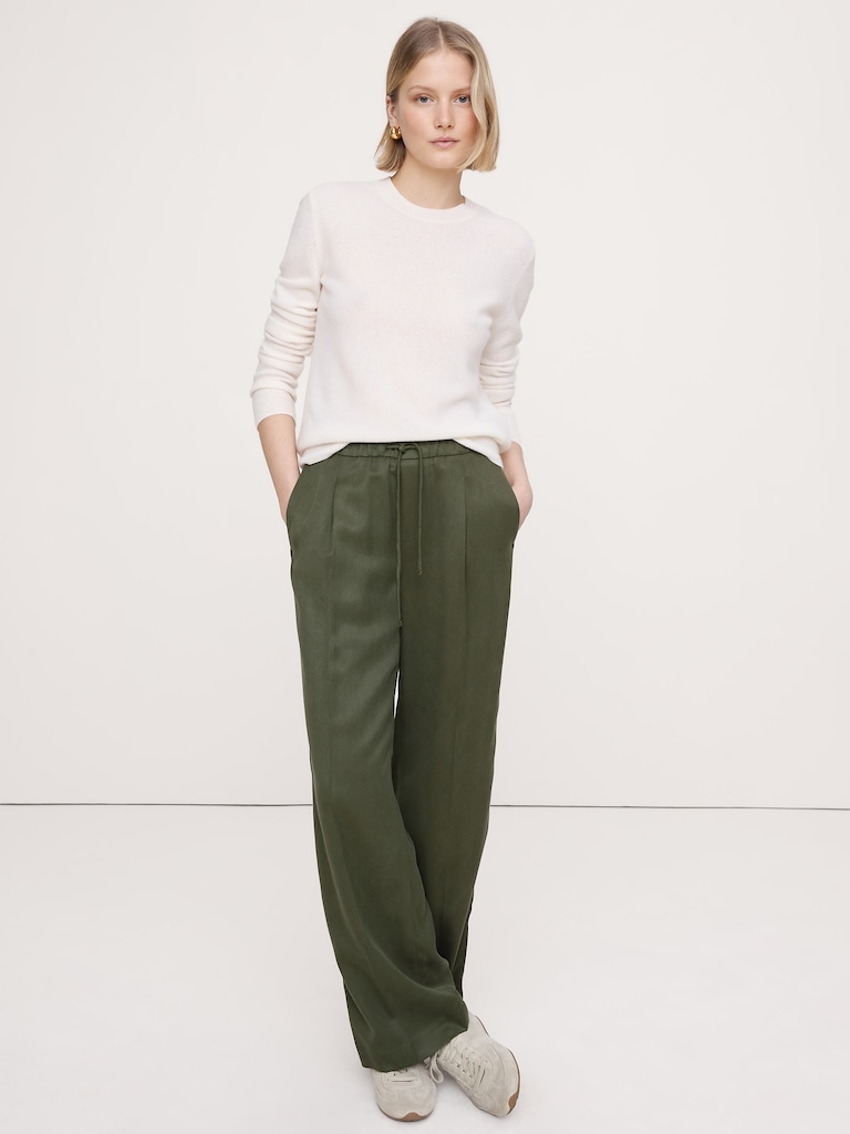 High-Rise Wide-Leg Drapey TENCEL™ Pull-On Pant