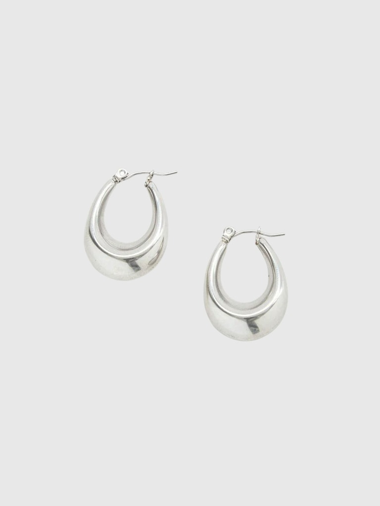 Silver Oval Hoop Earrings