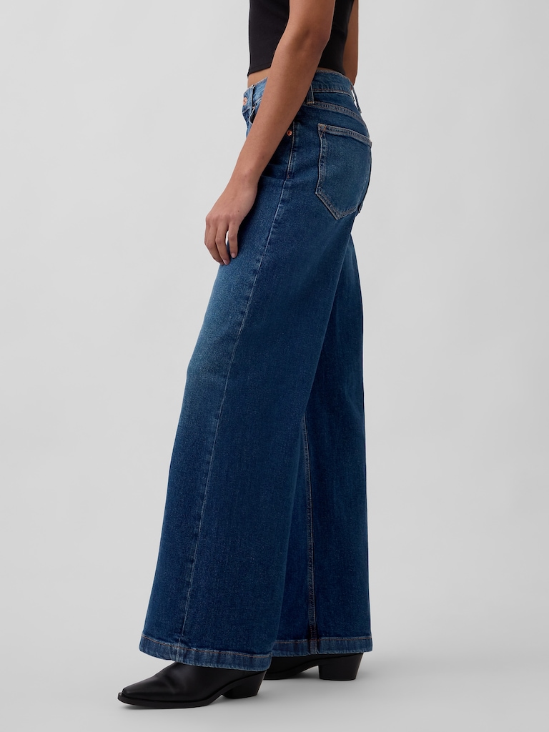 High Rise Stride Wide-Leg Jeans