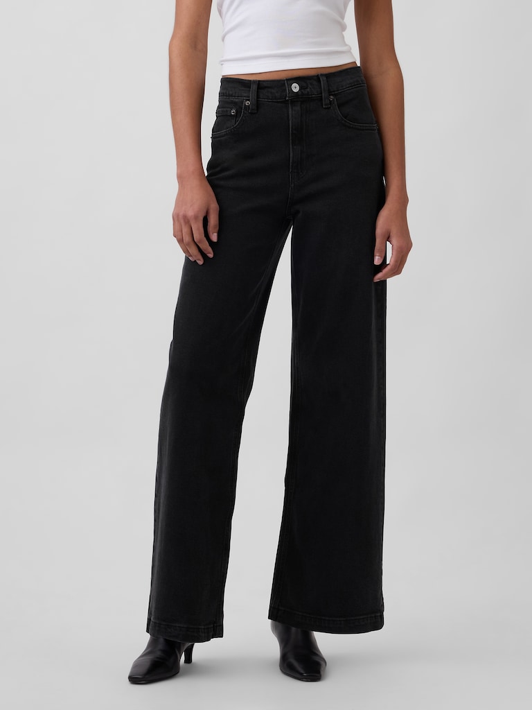 High Rise Stride Wide-Leg Jeans