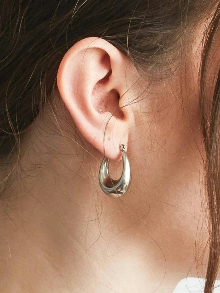 Silver Oval Hoop Earrings