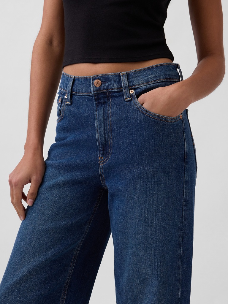High Rise Stride Wide-Leg Jeans