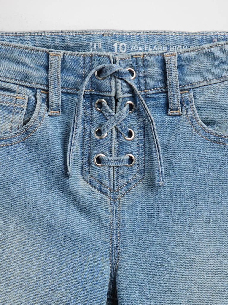 Kids High Rise Lace-Up '70s Flare Jeans