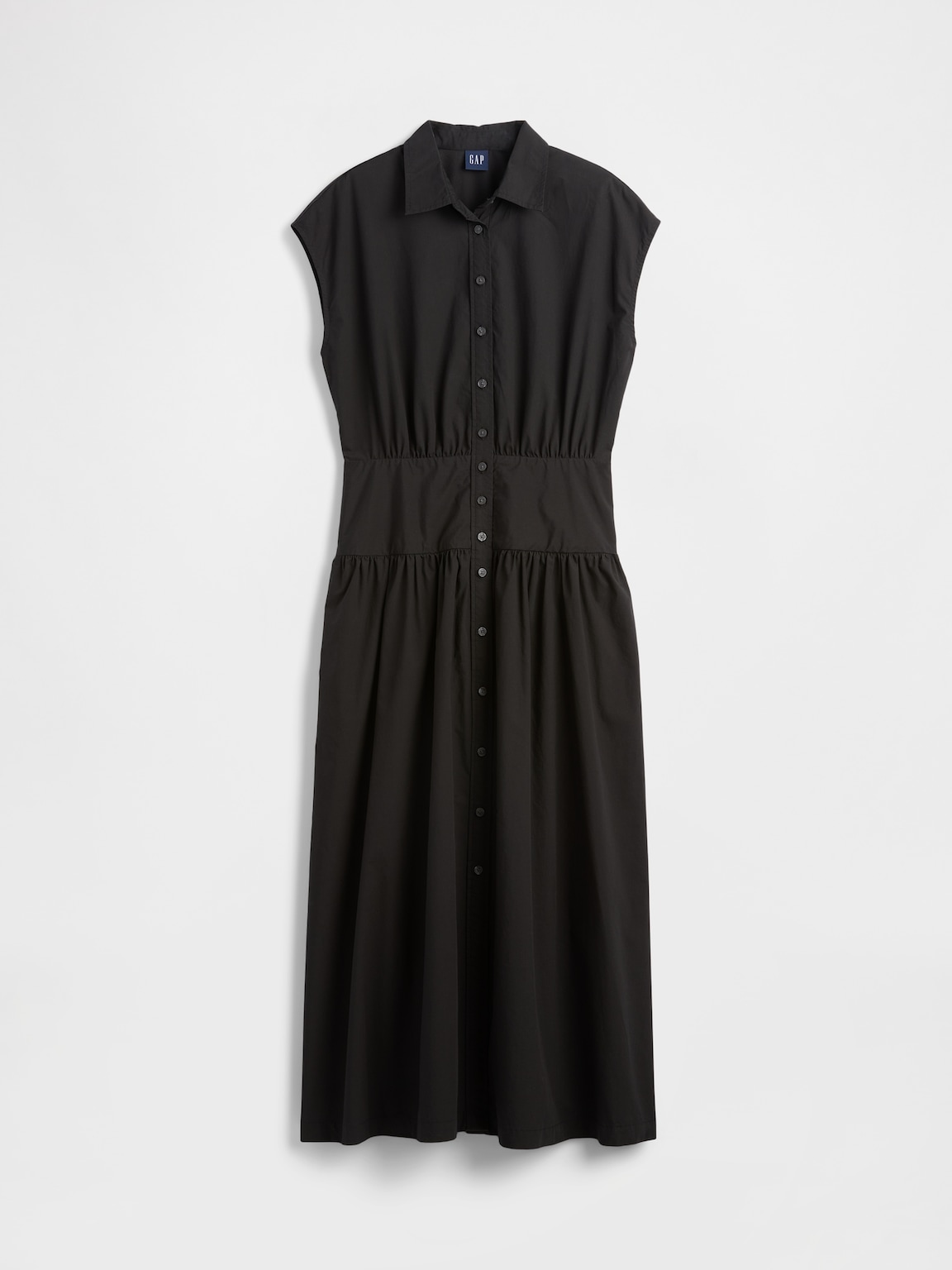 Poplin Drop-Waist Maxi Shirtdress