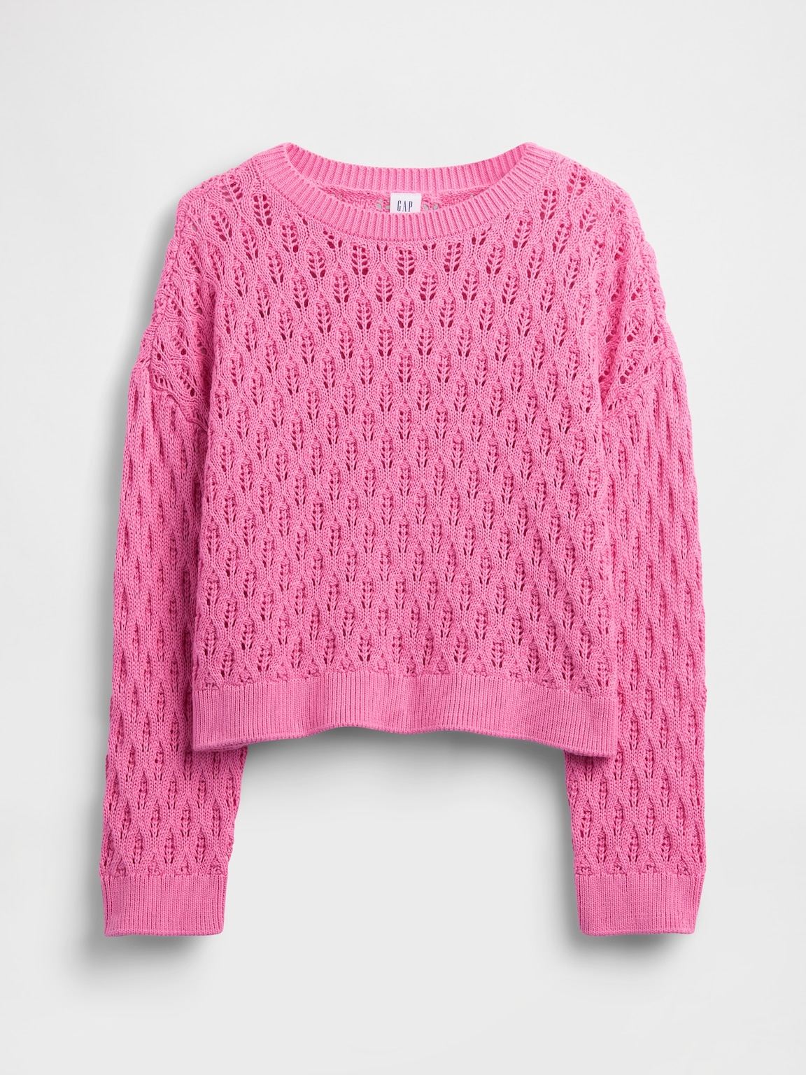 Kids Crochet Oversized Crewneck Sweater
