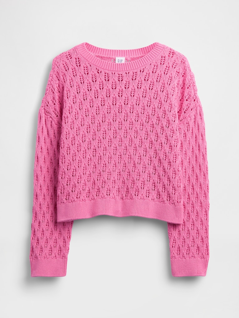 Kids Crochet Oversized Crewneck Sweater