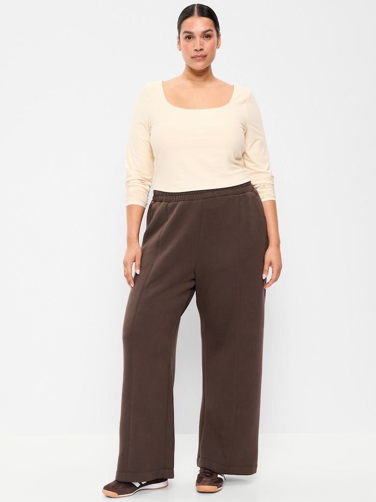 High-Waisted Bounce Fleece Wide-Leg Sweatpants