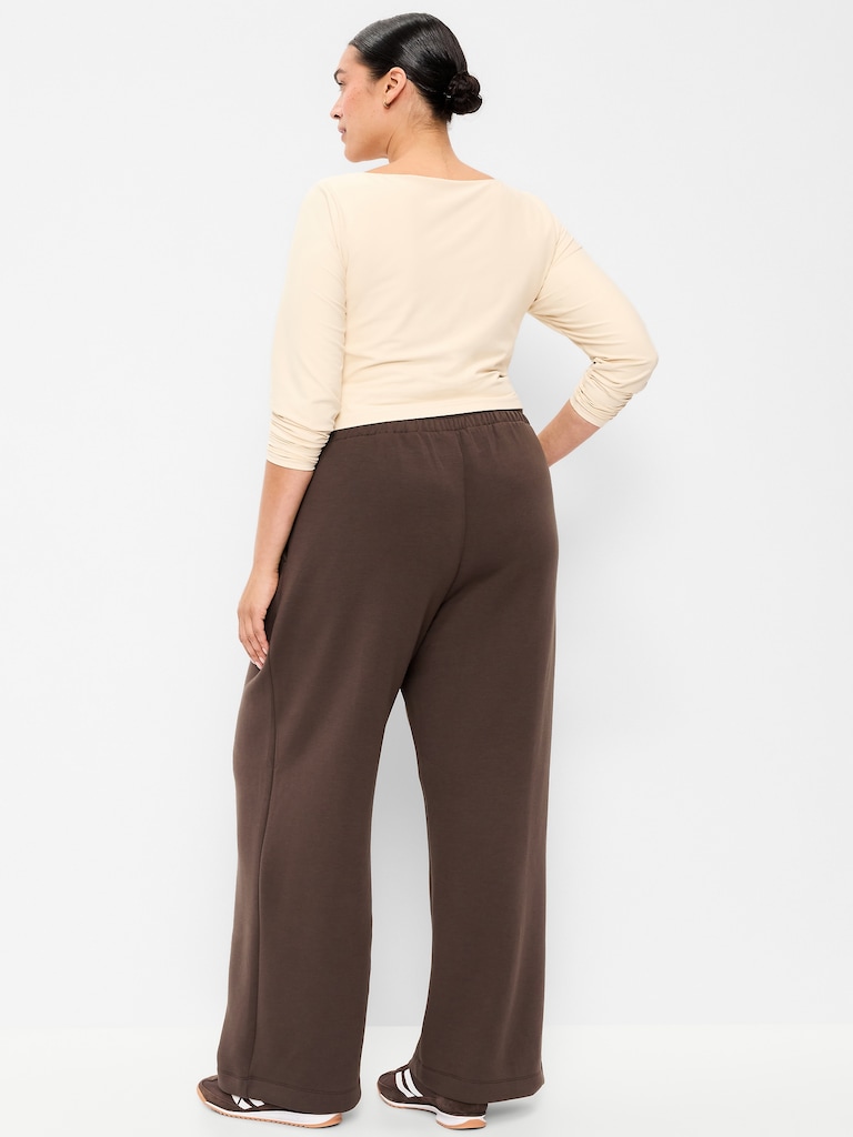 High-Waisted Bounce Fleece Wide-Leg Sweatpants