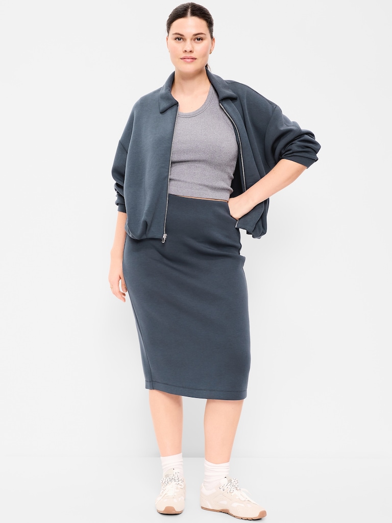 Extra High-Waisted Bounce Fleece Midi Skirt