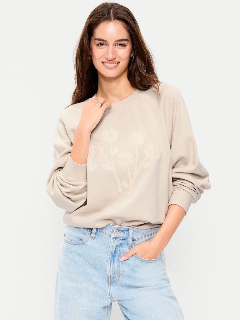 Oversized Graphic Raglan Sweatshirt