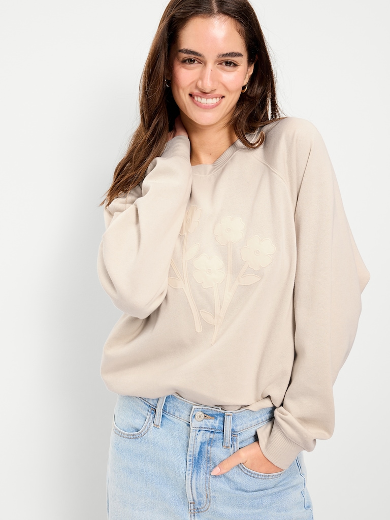 Oversized Graphic Raglan Sweatshirt