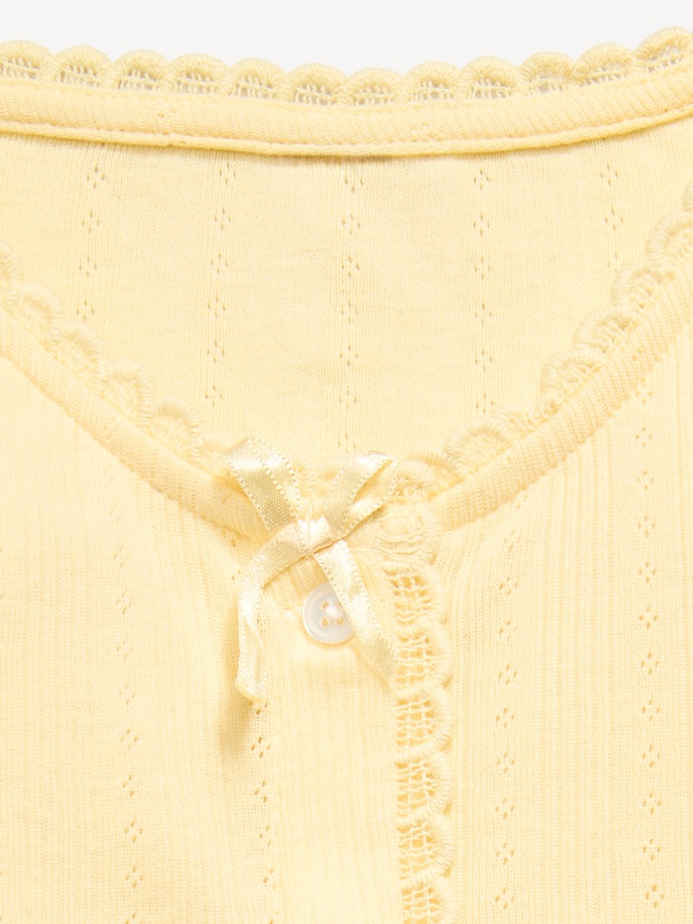 Long-Sleeve Pointelle Button-Front Top for Toddler Girls