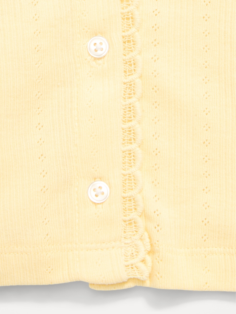 Long-Sleeve Pointelle Button-Front Top for Toddler Girls