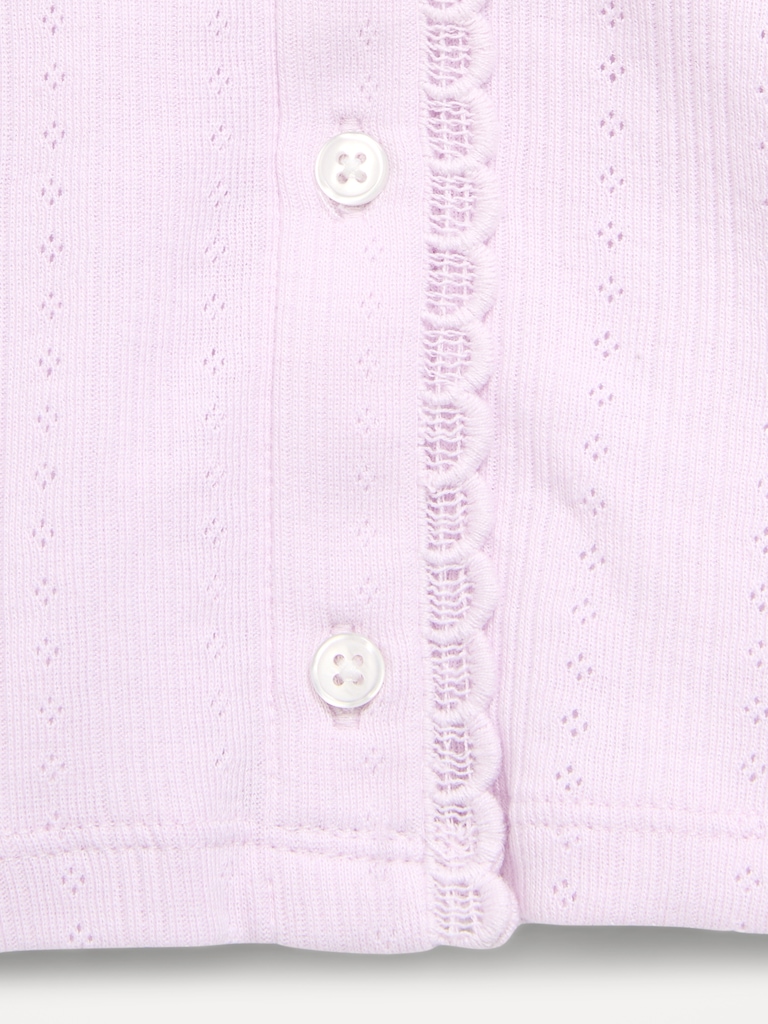 Long-Sleeve Pointelle Button-Front Top for Toddler Girls