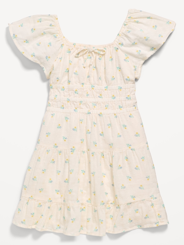 Printed Short-Sleeve Fit & Flare Dress for Girls