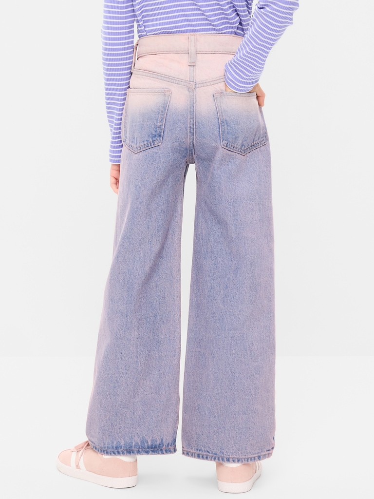 High-Waisted Ombré Baggy Wide-Leg Jeans for Girls
