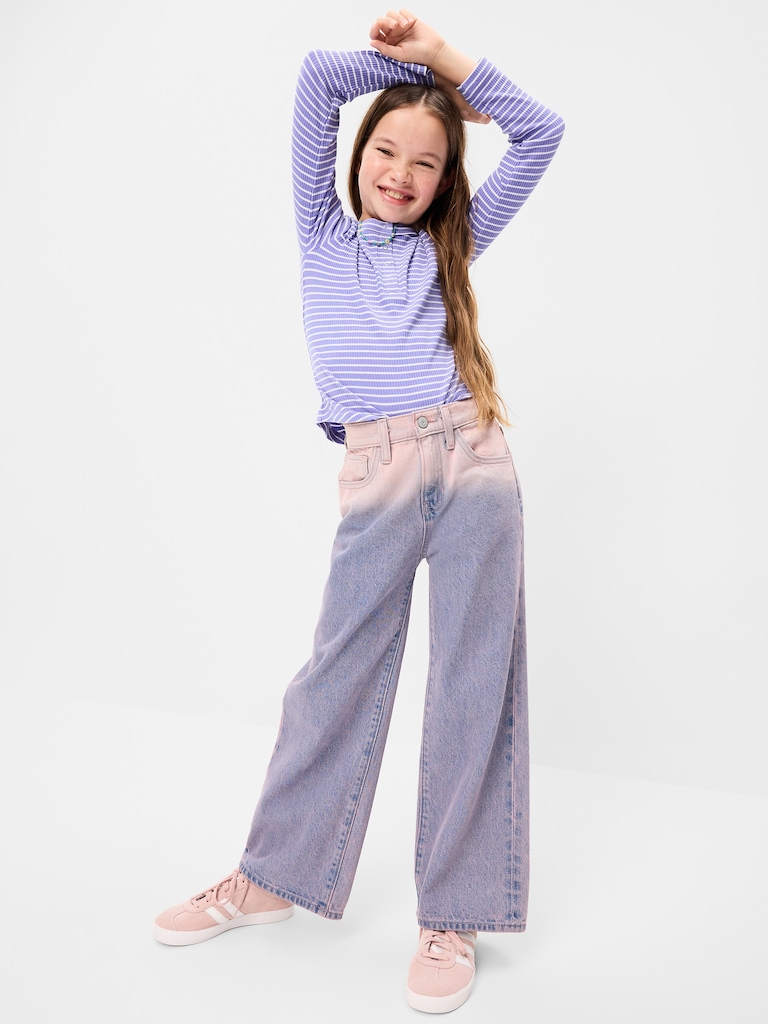 High-Waisted Ombré Baggy Wide-Leg Jeans for Girls