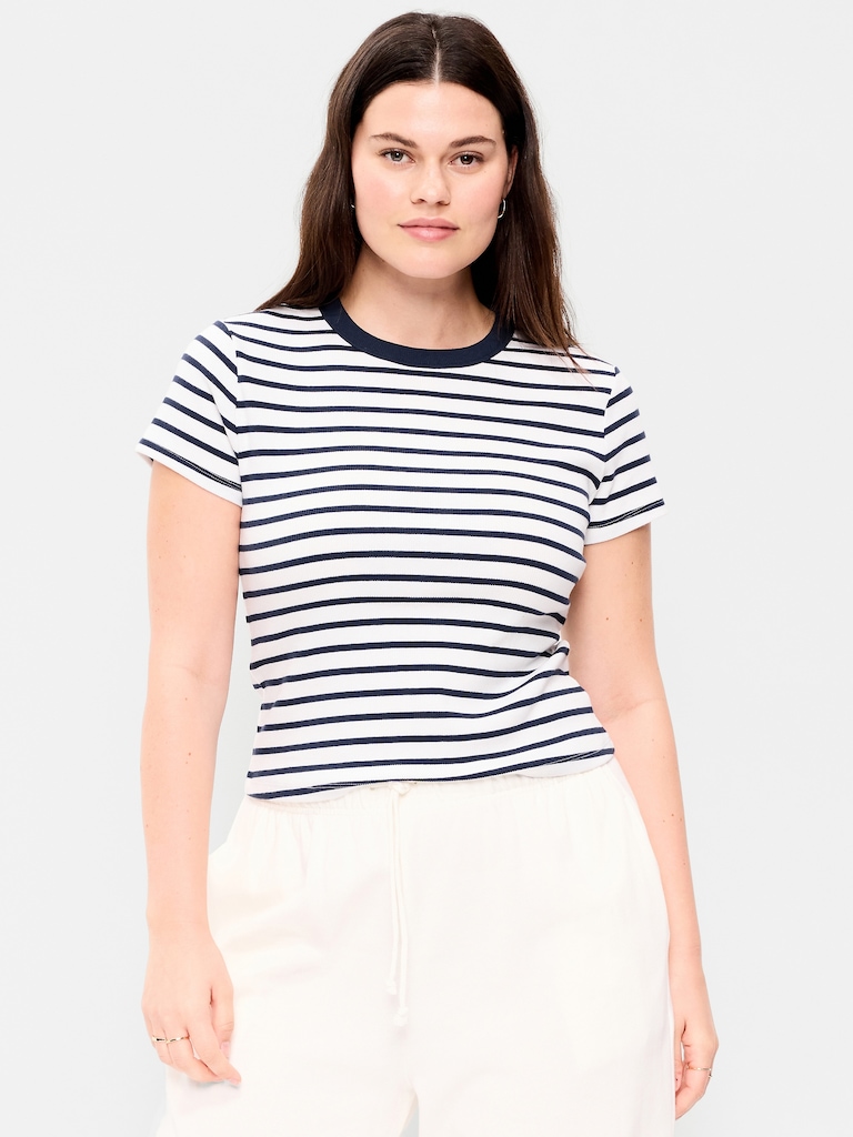 Snug Crew-Neck Ribbed T-Shirt