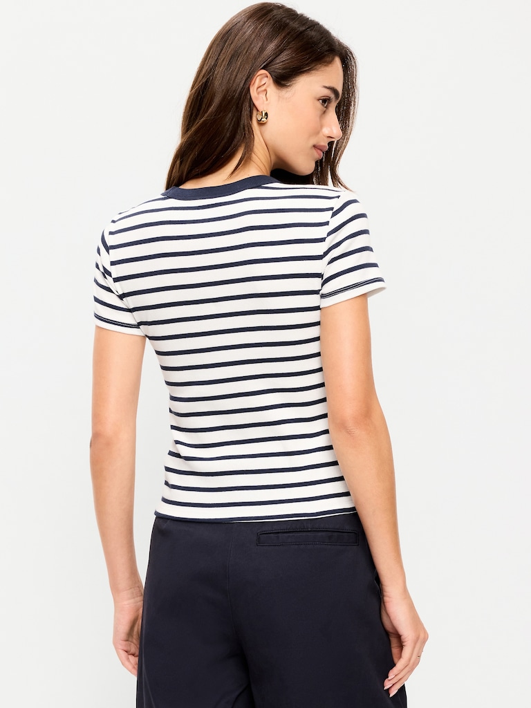 Snug Crew-Neck Ribbed T-Shirt