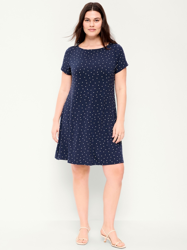 Short-Sleeve Mini Swing Dress
