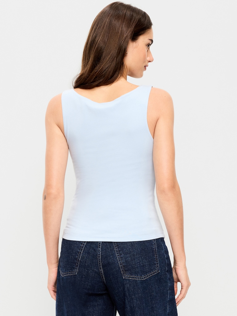 Hug Double-Layer Boat-Neck Top