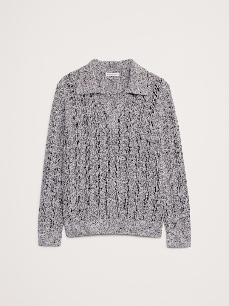 Cotton-Blend Zig-Zag Sweater Polo